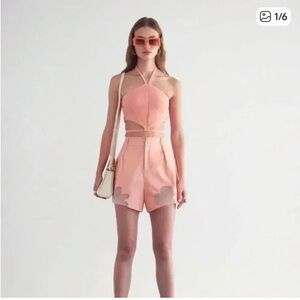 cult gaia Azalea Pink Knit Halter Top
